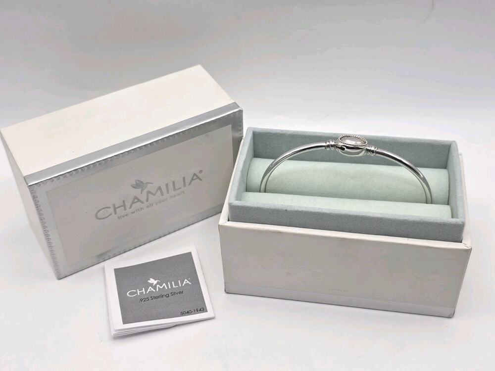 Chamilia Sterling Silver Push Button Clasp Bangle Charm Bracelet Starter